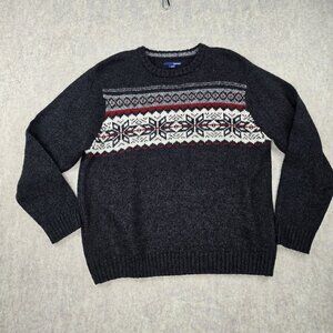 Basic Editions XL Nordic Pattern Charcoal Sweater